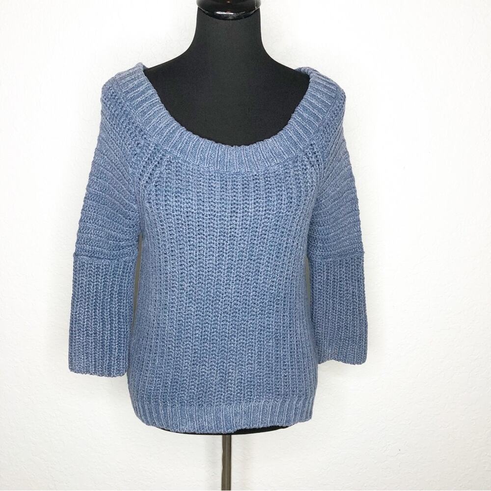 Free People blue chunky knit scoop neck sweater size Extra Small XS
